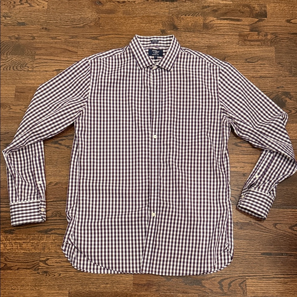 Thompson Men's Checkered Button-Down Shirt in Purple and White j crew